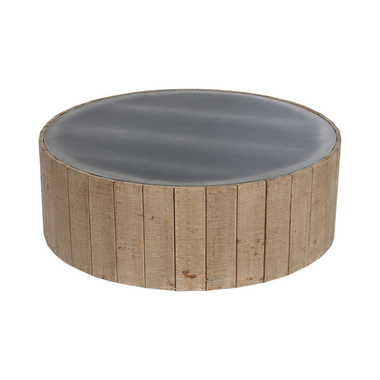 Solid wood online drum coffee table